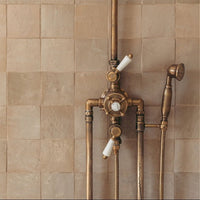 The Thermostatic Surface Mounted Shower, Handcrafted shower head with handheld Thermostatic Shower