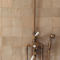 The Thermostatic Surface Mounted Shower, Handcrafted shower head with handheld Thermostatic Shower