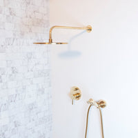 Antique Brass Concealed Shower Head With Arm And Hand Shower PrimeFlow Concealed Shower