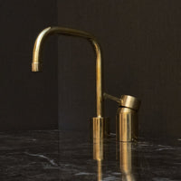Unlacquered Brass Deck Mounted Basin Faucet, Antique Brass Bathroom Faucet Unlacquered Brass Deck Mounted Basin Faucet