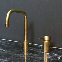 Unlacquered Brass Deck Mounted Basin Faucet, Antique Brass Bathroom Faucet Unlacquered Brass Deck Mounted Basin Faucet