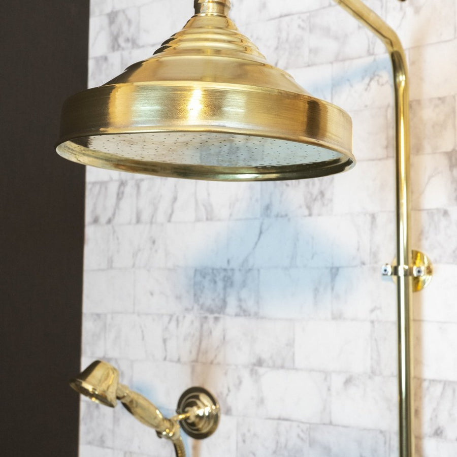 Unlacquered Brass Exposed shower Head with Handheld - Brassna