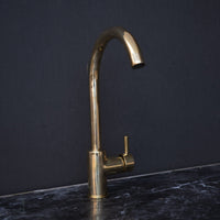 Unlacquered Brass Kitchen Faucet, Handcrafted 360 Degree Swivel, Single Handle, One Hole Faucet Brass Faucet 360 Degree