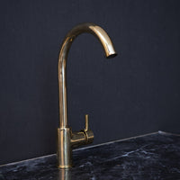 Unlacquered Brass Kitchen Faucet, Handcrafted 360 Degree Swivel, Single Handle, One Hole Faucet Brass Faucet 360 Degree