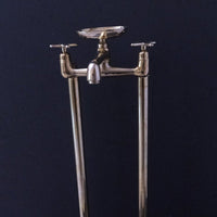 Unlacquered Brass Floor Mount Bath Tub Filler, Brass Bathroom Free Standing Clawfoot Bathtub Faucet With Brass soap holder Bangkok Tub Filler