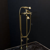 Unlacquered Brass Floor Mount Bath Tub Filler - Brassna