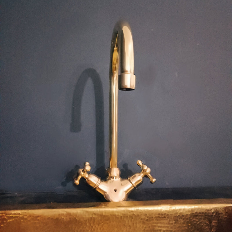 Unlacquered Brass Bathroom Faucet - Patina | Brassna The Cobra Pour