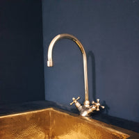 Single Hole Unlacquered Brass Gooseneck Faucet, Handracfted Engraving Bathroom Faucet, Kitchen Faucet Brass Gooseneck Faucet