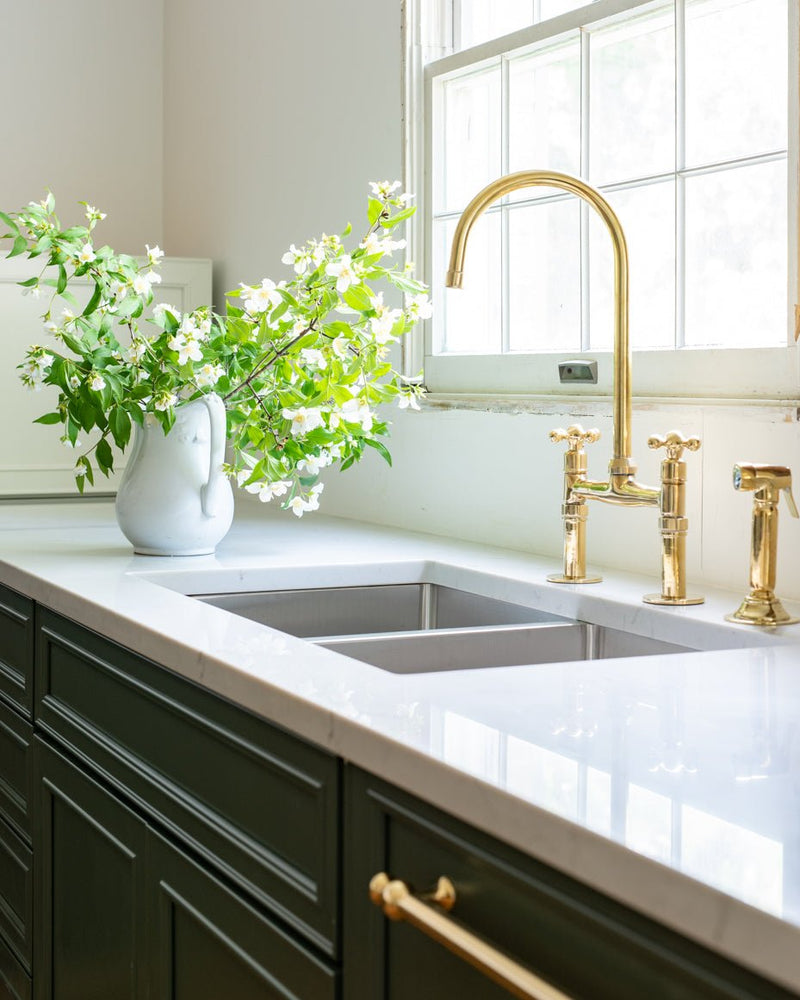 Brass Bridge Faucet - Never Plated | Brassna The Malmo Bridge