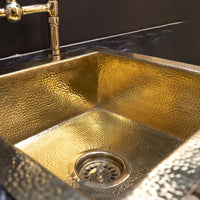 Solid Unlacquered Brass Undermount Hammered Sink, Kitchen Bar Sink, Island Sink, Outdoor Sink Island Solid Undermount Brass Sink SP