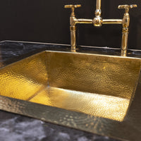 Solid Unlacquered Brass Undermount Hammered Sink, Kitchen Bar Sink, Island Sink, Outdoor Sink Island Solid Undermount Brass Sink