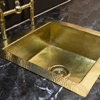 Solid Unlacquered Brass Undermount Hammered Sink, Kitchen Bar Sink, Island Sink, Outdoor Sink Island Solid Undermount Brass Sink