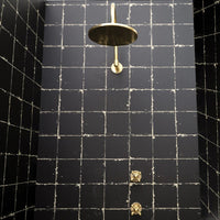 Unlacquered Brass Solid Brass Shower Head And Tub Filller, Handmade Shower Set With a Swivel Head And Tub Spout Unlacquered Brass Solid Brass Shower Head With Curved Arm