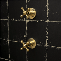 Unlacquered Brass Solid Brass Shower Head And Tub Filller, Handmade Shower Set With a Swivel Head And Tub Spout Unlacquered Brass Solid Brass Shower Head With Curved Arm