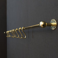 Unlacquered Brass Wall Mount Pot Rack, Brass Pot And Rail, Brass Kitchen Rack, Brass Hanging Rack Unlacquered Brass Wall Mount Pot Rack