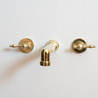 Brass Bathroom Faucet Wall Mount | Brassna The Lever Wall Pour