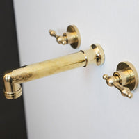 Brass Bathroom Faucet Wall Mount | Brassna The Lever Wall Pour