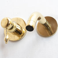 Unlacquered Brass Wall Mounted Mixer Faucet, Handcrafted Brass Hot and Cold Lever Handle Tap Unlacquered Brass Wall Mounted Mixer Faucet