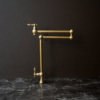 Unlacquered Brass Kitchen Deck Mounted Pot Filler Faucet with Five Ball, 2-Handle Pot Filler with 360-Degree Swivel in Solid Brass Vero Pot Filler