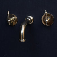 Unlacquered Brass Wall Mounted Faucet With Lever Handles, Brass Faucet For Kitchen And Bathroom Wall Mounted Handcrafted Faucet With Lever Handles