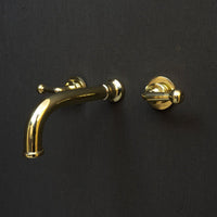 Handcrafted Unlacquered Brass Wall Mounted Faucet, Brass Faucet For Kitchen And Bathroom Wall Mounted Nino