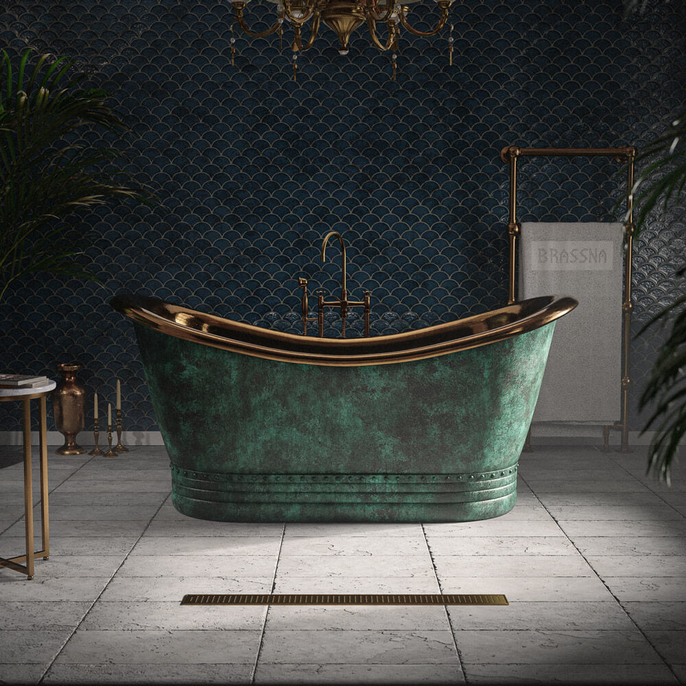 Handcrafted Solid Brass Alien Green Bathtub Tub Filler | Brassna