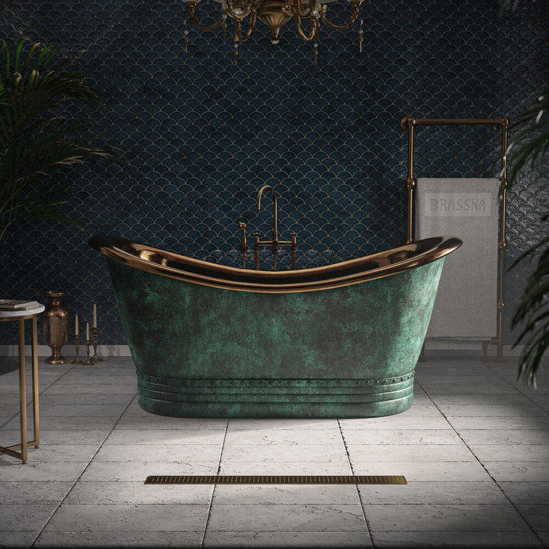 Handcrafted Solid Brass Alien Green Bathtub Tub Filler | Brassna