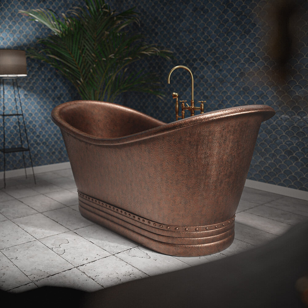 Handcrafted Solid Brass Anina Copper Bathtub Tub Filler - Detail View | Brassna