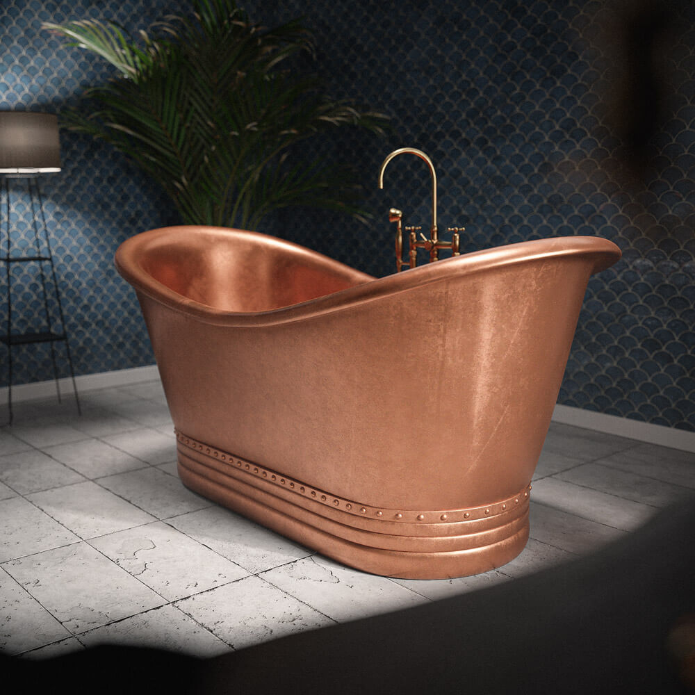 Handcrafted Solid Brass Kech Copper Bathtub Tub Filler - Detail View | Brassna