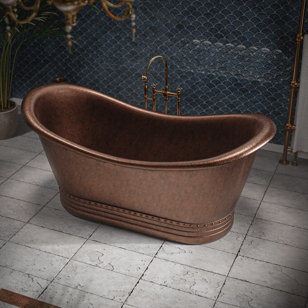 Handcrafted Solid Brass Anina Copper Bathtub Tub Filler - Detail View | Brassna