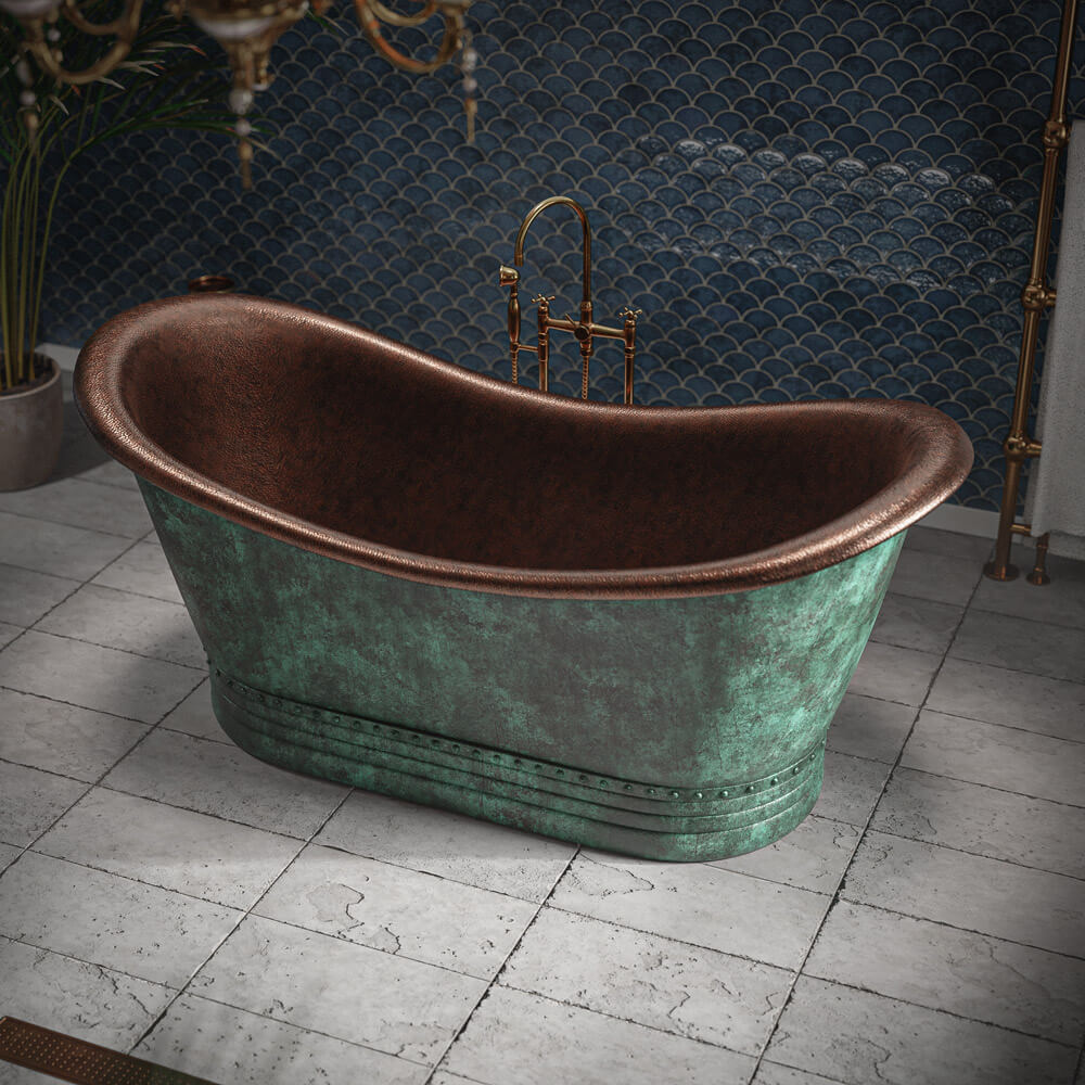 Green bathtub, Bathtub size, Bathtub measurement, Copper bathtub,  Bathtub Blue Green Patina