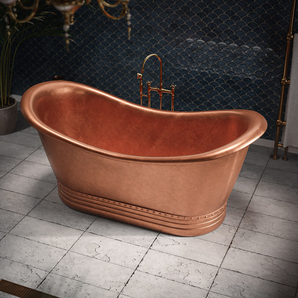 Handcrafted Solid Brass Kech Copper Bathtub Tub Filler - Detail View | Brassna