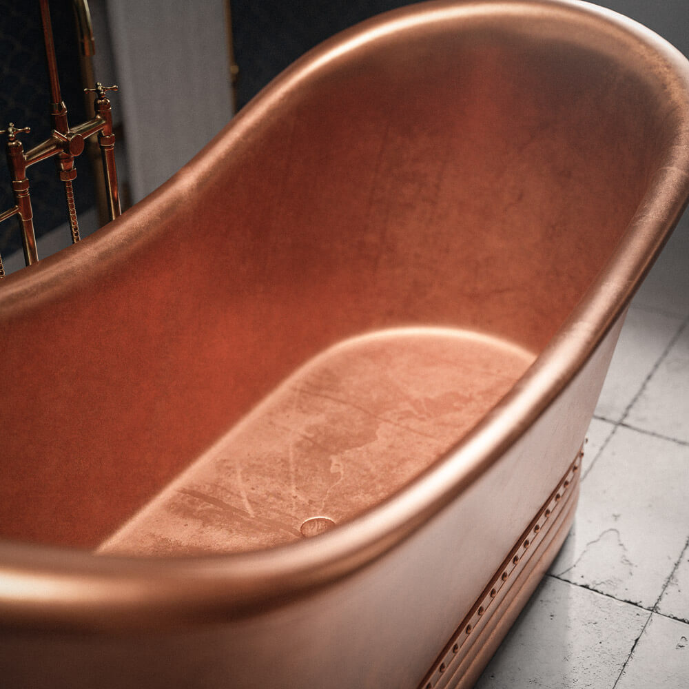 Handcrafted Solid Brass Kech Copper Bathtub Tub Filler - Detail View | Brassna