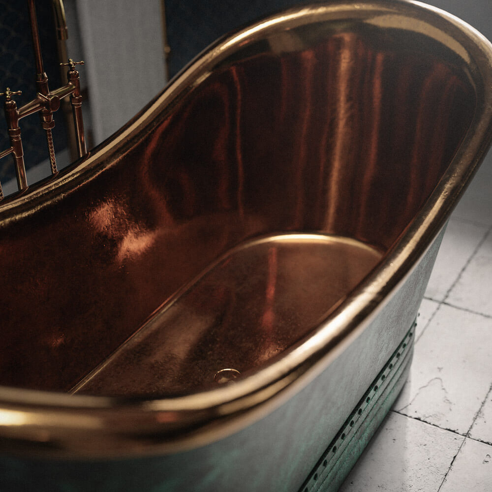 Handcrafted Solid Brass Alien Green Bathtub Tub Filler - Detail View | Brassna