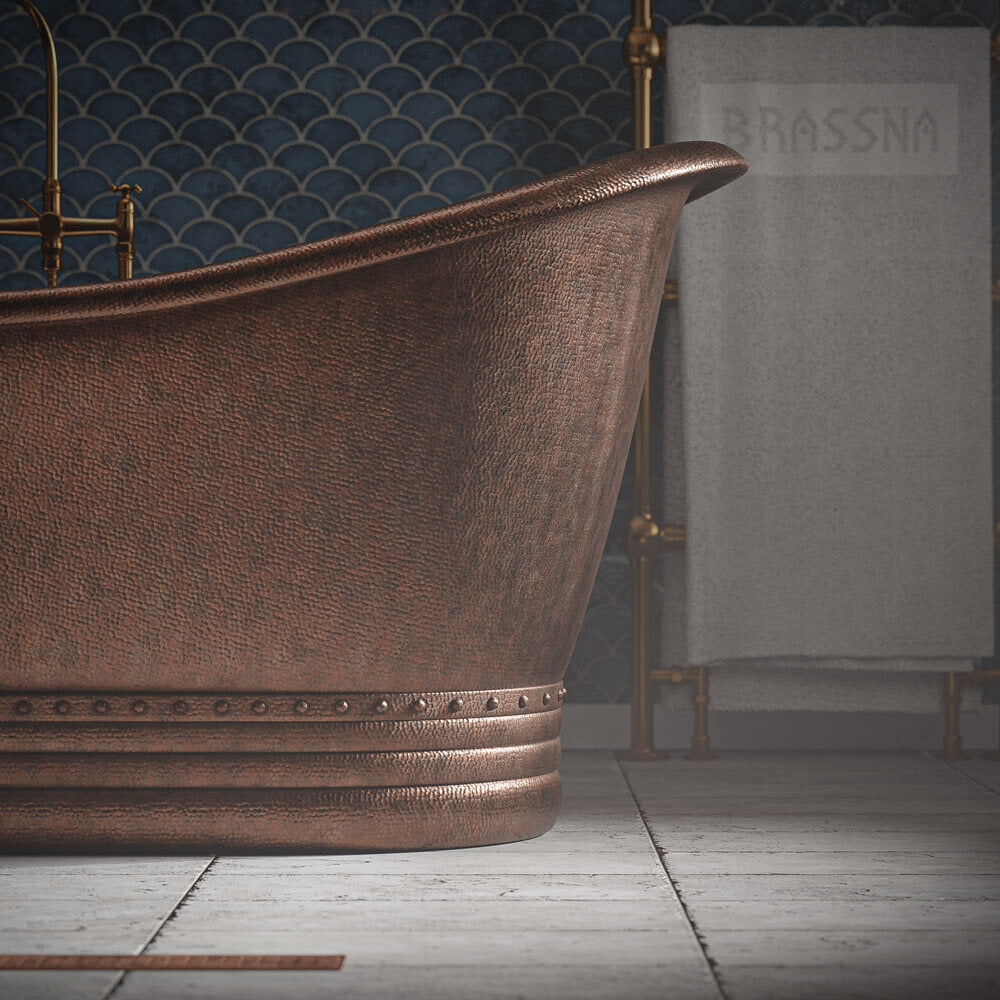 Handcrafted Solid Brass Anina Copper Bathtub Tub Filler - Detail View | Brassna