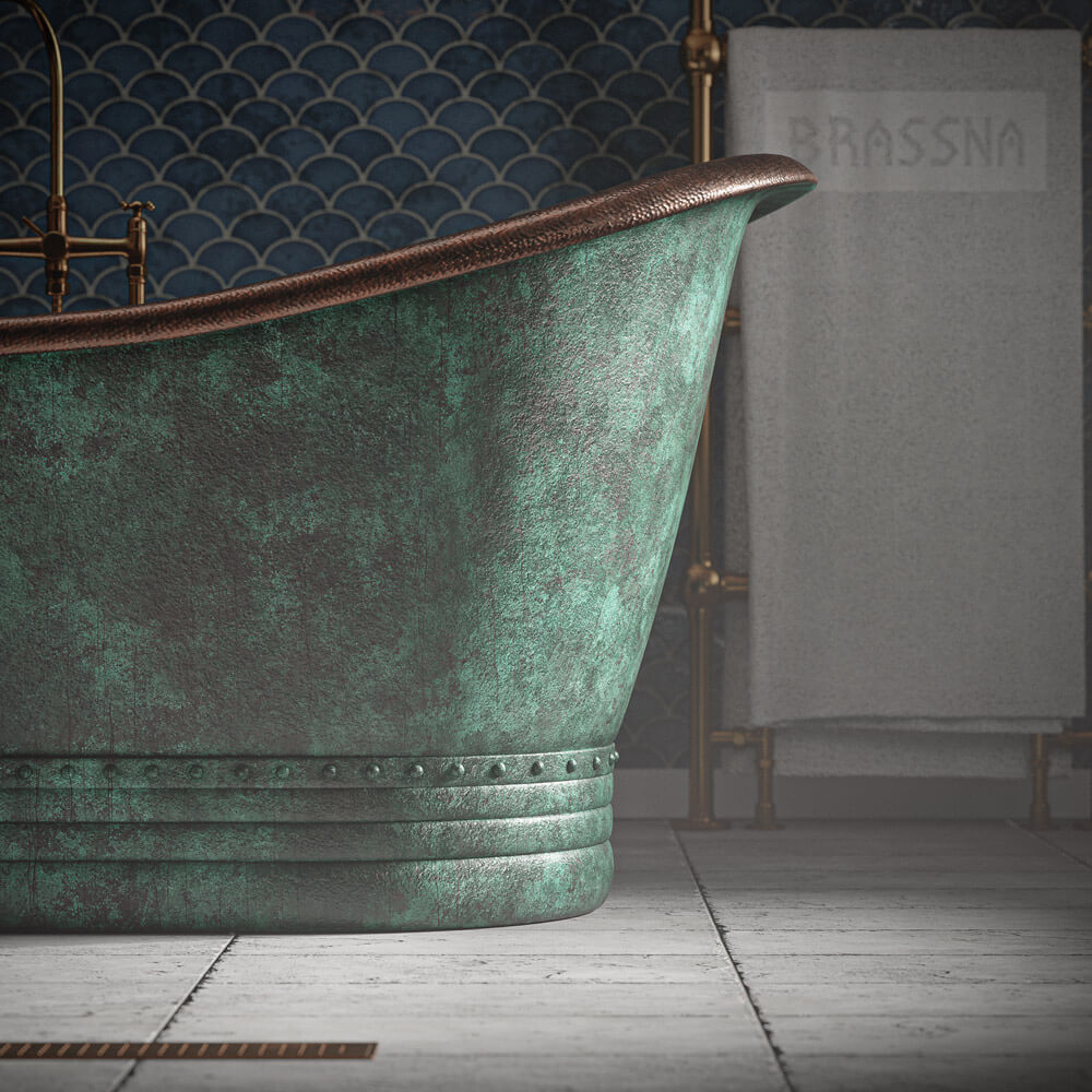 Green bathtub, Bathtub size, Bathtub measurement, Copper bathtub,  Bathtub Blue Green Patina