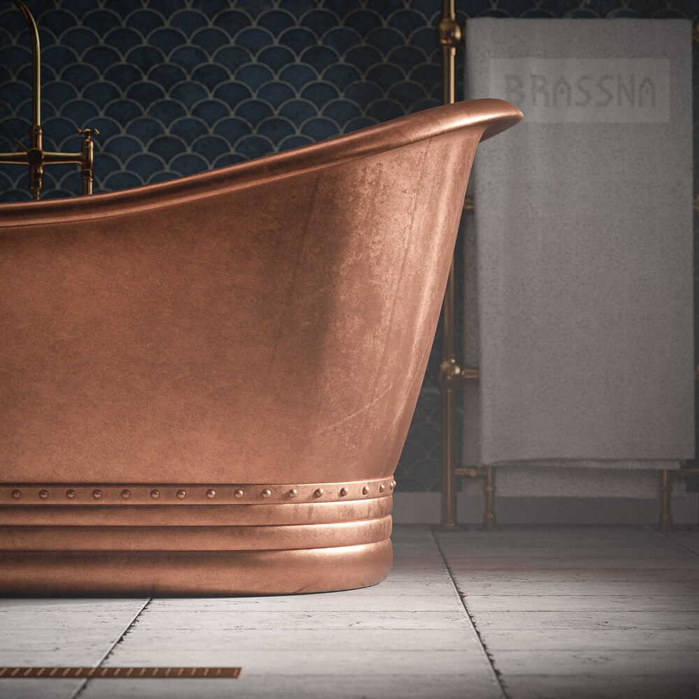 Handcrafted Solid Brass Kech Copper Bathtub Tub Filler - Detail View | Brassna