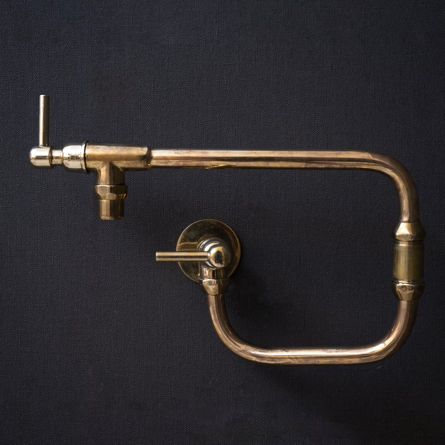Unlacquered Brass Handcrafted Pot Filler Kitchen Faucet