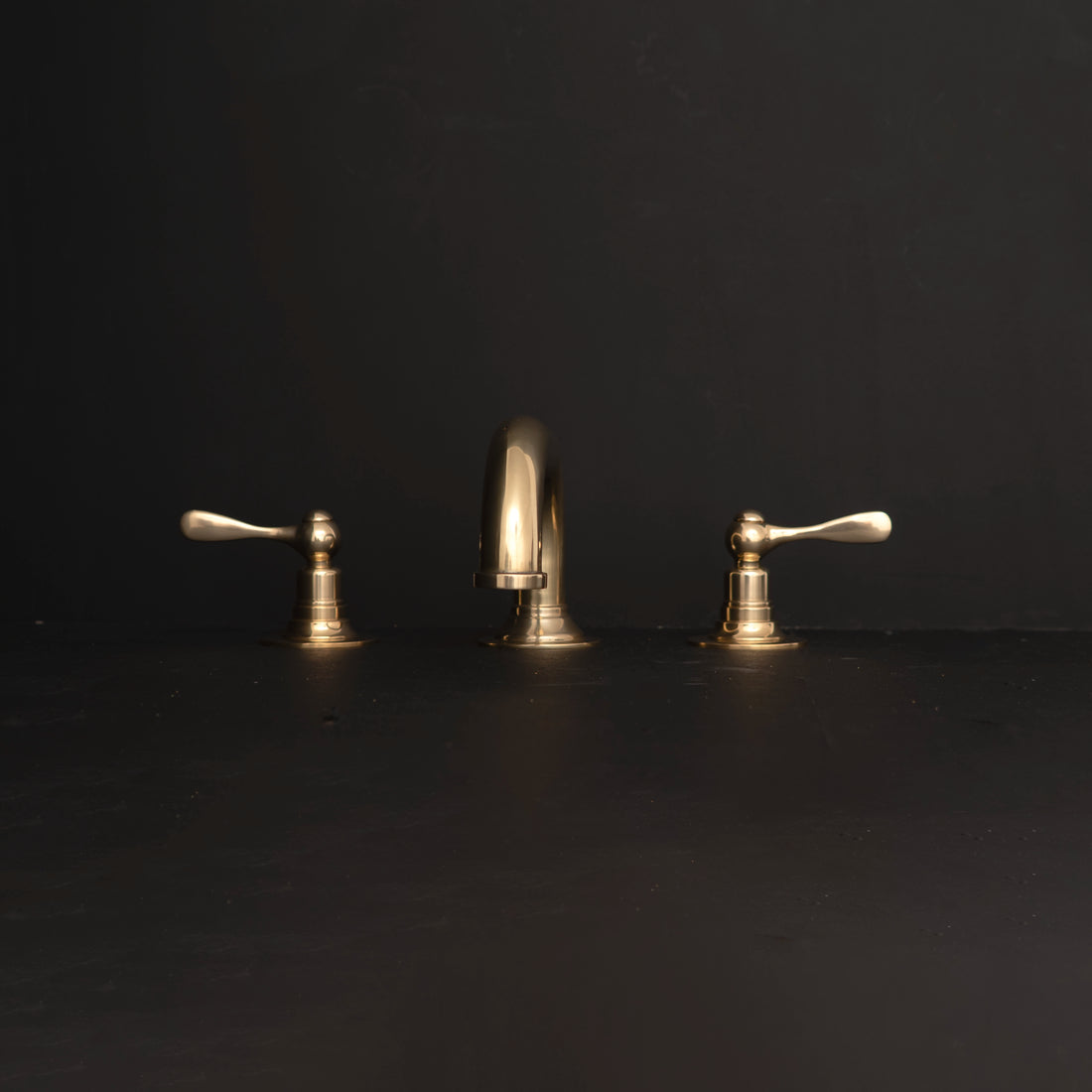 Unlacquered Brass Deck Mounted Sink Faucet, Widespread 3 Holes Bath Faucet 3 holes Bathroom Faucet