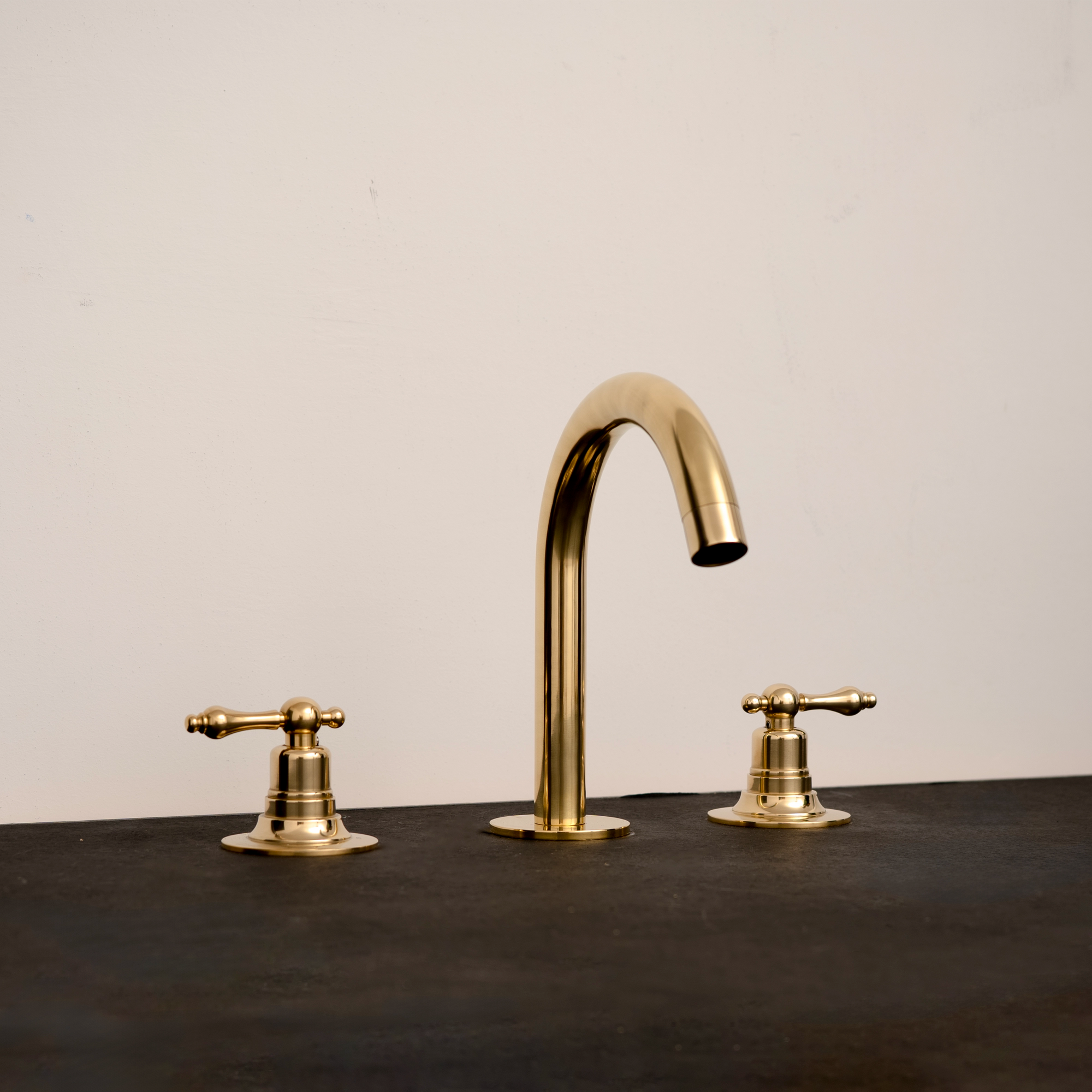 Unlacquered Brass Deck Mounted Sink Faucet, Widespread 3 Holes Bath Faucet Premium Solid Brass Deck Mount Faucet – Timeless Bathroom Basin Tap