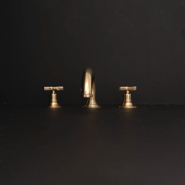 Unlacquered Brass Deck Mounted Sink Faucet, Widespread 3 Holes Bath Faucet 3 holes bath tap
