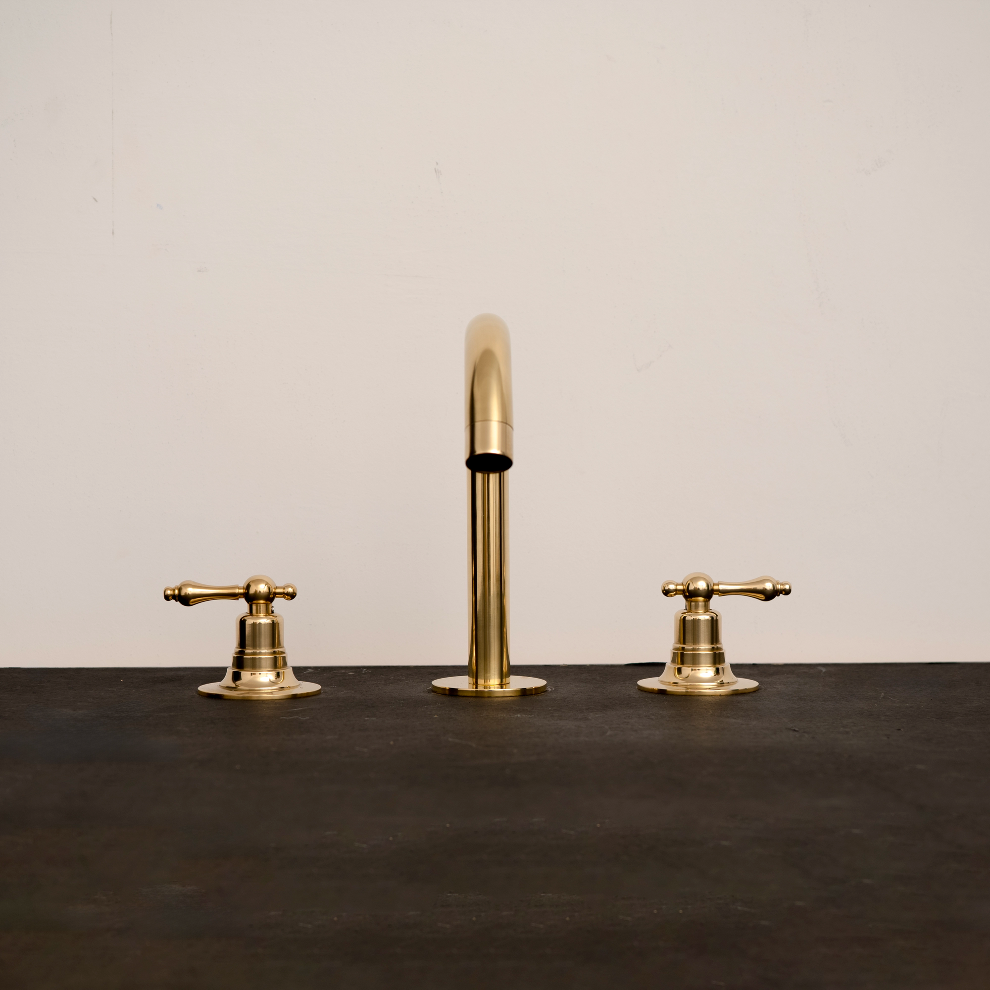 Unlacquered Brass Deck Mounted Sink Faucet, Widespread 3 Holes Bath Faucet Premium Solid Brass Deck Mount Faucet – Timeless Bathroom Basin Tap