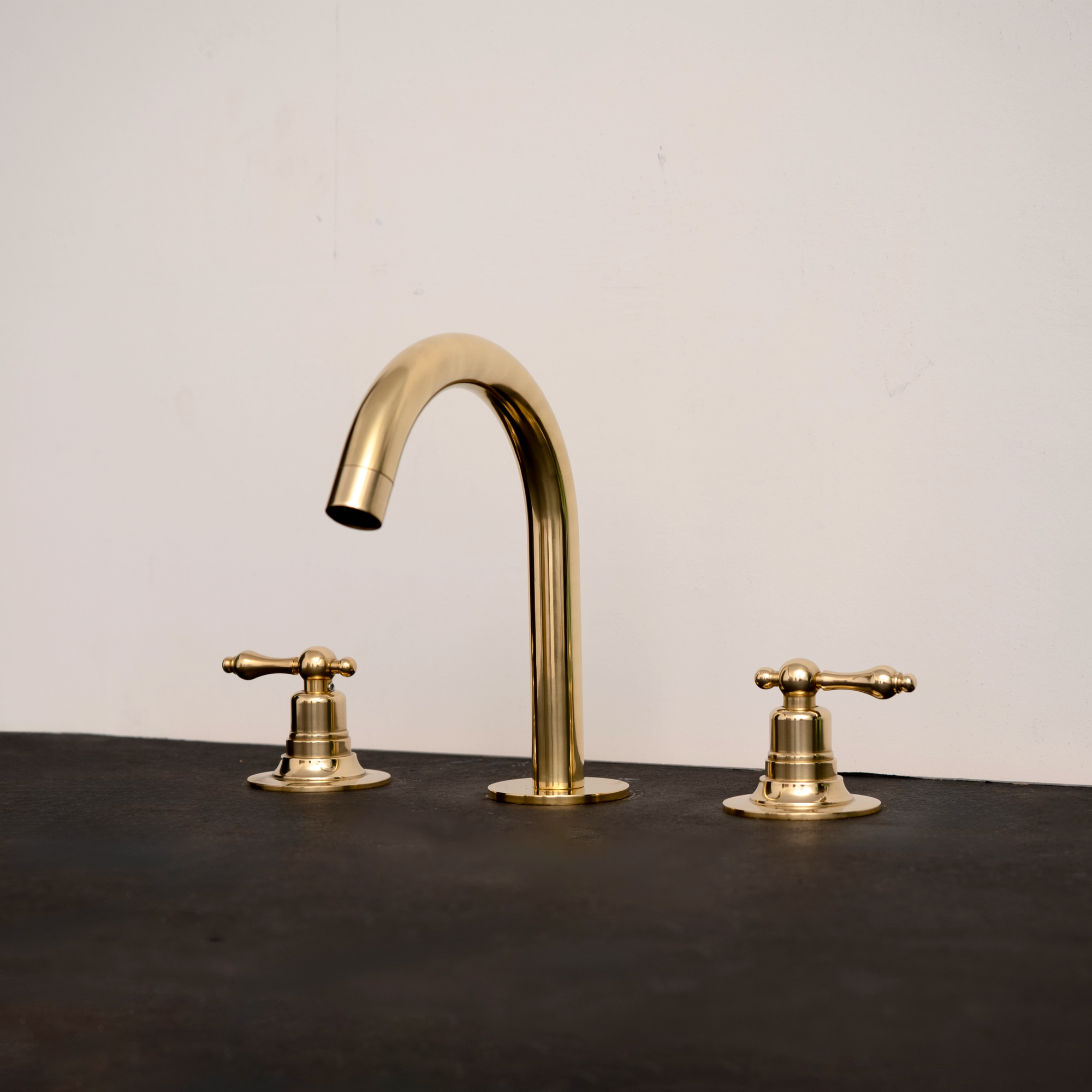 Unlacquered Brass Deck Mounted Sink Faucet, Widespread 3 Holes Bath Faucet Premium Solid Brass Deck Mount Faucet – Timeless Bathroom Basin Tap