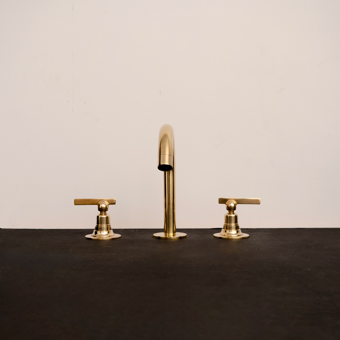 Vintage Unlacquered Brass Faucet – Gooseneck Deck Mount Basin Tap