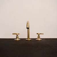 Vintage Unlacquered Brass Faucet – Gooseneck Deck Mount Basin Tap
