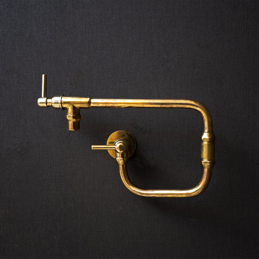 Unlacquered Brass Handcrafted Pot Filler Kitchen Faucet