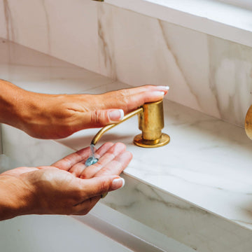  Unlacquered brass soap dispenser