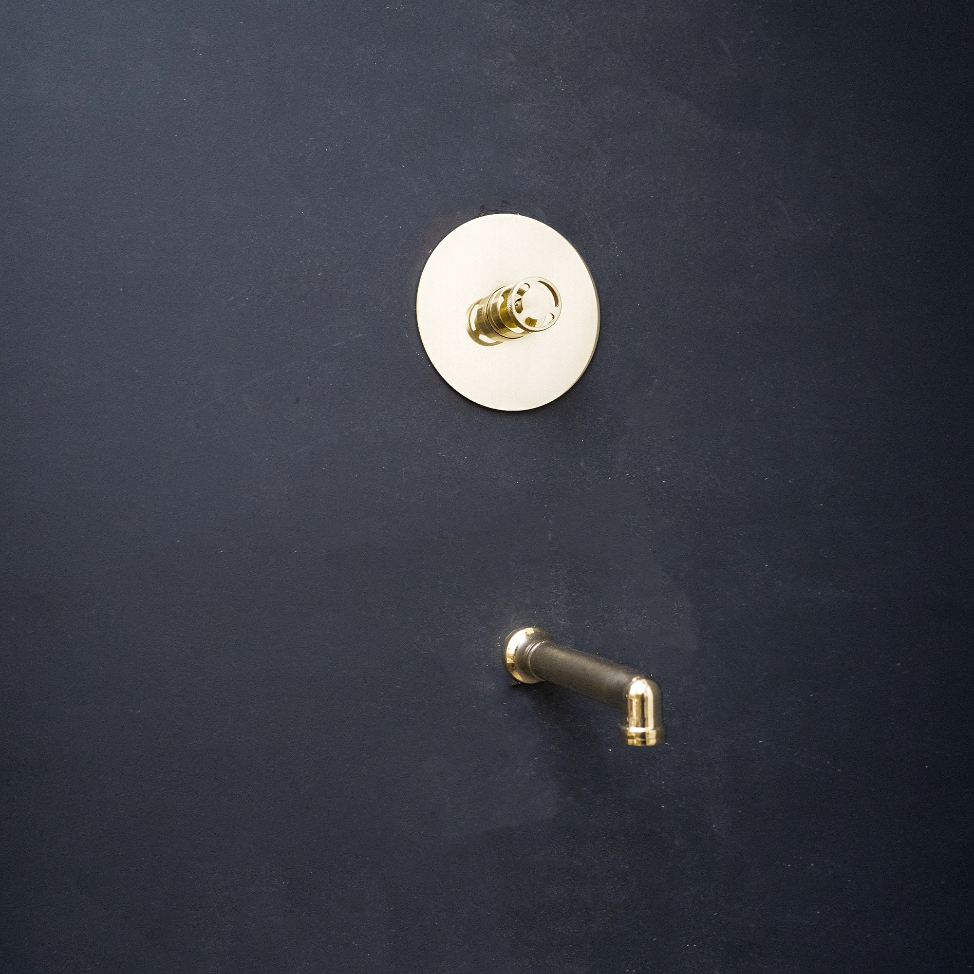 Unlacquered Brass Bathroom Faucet Less - Gooseneck | Brassna The Wall Pour