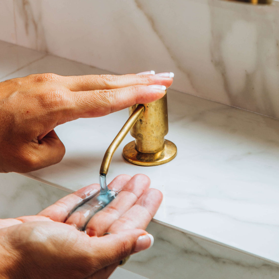  Unlacquered brass soap dispenser