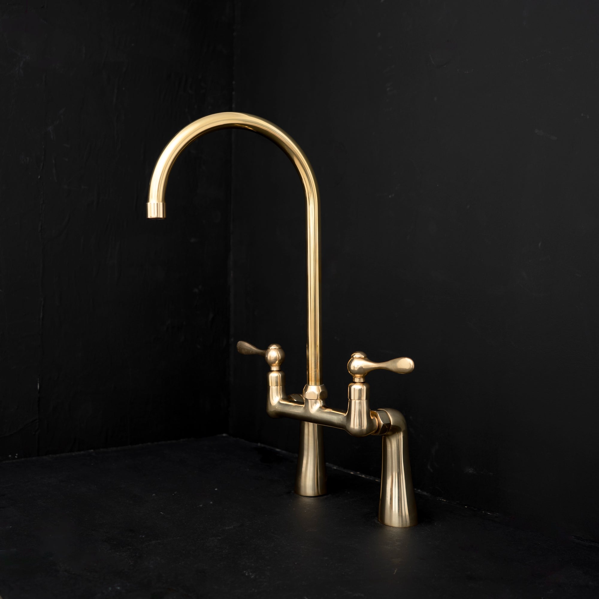 Handcrafted Solid Brass Harmony Brass Bridge Kitchen Faucet Kitchen Faucet - Detail View | Brassna